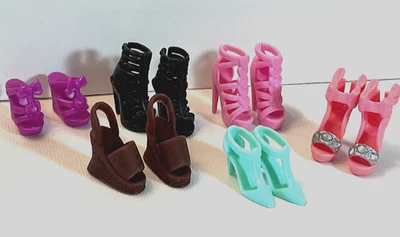 Barbie Doll Shoe Lot of 6 Pairs Pink Black Purple Brown Green - Image 1 of 4