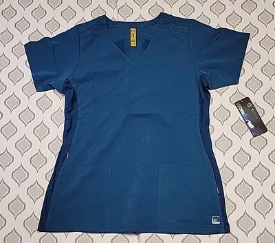 WonderWink Aero 女式 Flex Racerback 包裹磨砂上衣 V6229- 加勒比蓝色绿色 — 第 1/4 张图片