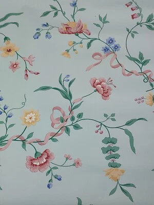 3 X Revestimiento de pared mural vintage floral flor verde rollo 27"x 27 pies Foto 1 de 4