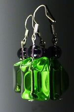 Green Sterling Silver Glass Earrings Crystal Jewellery