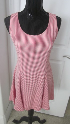 Abito Moschino rosso italiano bianco gingham a scacchi svasato cerniera USA taglia 8