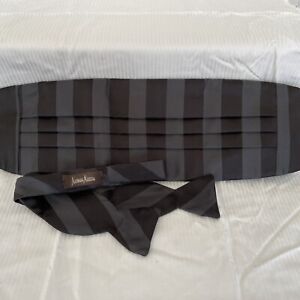 Neiman Marcus 100% Silk Cummerbund And Self Tie Bow Tie Matching  Set