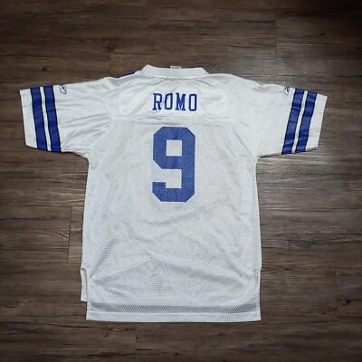 Camiseta deportiva blanca Reebok de los Dallas Cowboys ROMO #9 NFL Equipment juvenil talla L Foto 1 de 4