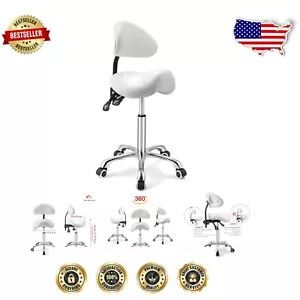 Stylish Saddle Stool with Backrest and Chrome Base, Perfect for Clinics & Home - Picture 1 of 11