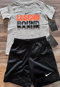 NWT Nike Little Boys 6 Black/Gray/Orange LEGEND BOUND Shorts Set - Picture 1 of 4