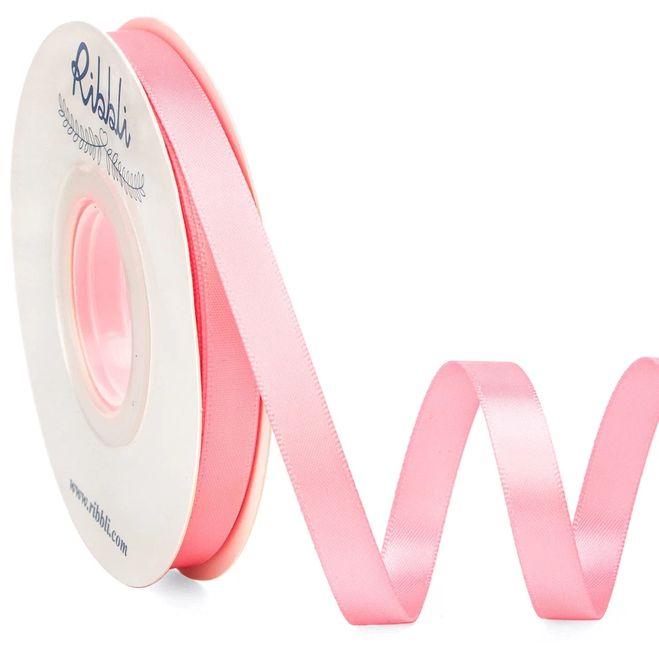 Double Faced Pink Satin Ribbon3/8” x Continuous 25 YardsUse for Bows BouquetG... - Image 1 of 1