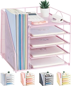 Desk Organizers and Accessories, 5-Tier Paper Letter Tray Organizer with File Ho - Picture 1 of 12