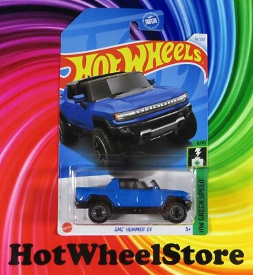 Tarjeta de velocidad verde GMC HUMMER EV 2024 Hot Wheels azul #62 HW44-012724 Foto 1 de 4