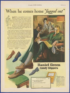Vintage 1925 DANIEL GREEN Comfy Slippers Women's Shoes Fashion Art Print Ad - Picture 1 of 1