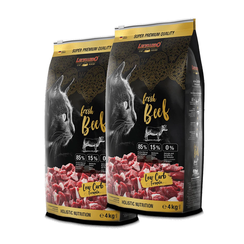 2 x 4 kg Leonardo fresh Meat Beef & Poultry Trockenfutter Katzen Getreidefrei - Bild 1 von 2