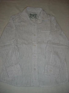 Debenhams boys roll up sleeve green stripe shirt 6 years spring summer vgc - Picture 1 of 2
