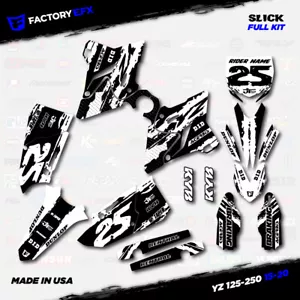 Black & White Slick Graphic Kit fits Yamaha Yz125 Yz250 15-20 Plates YZ 125 250 - Picture 1 of 5