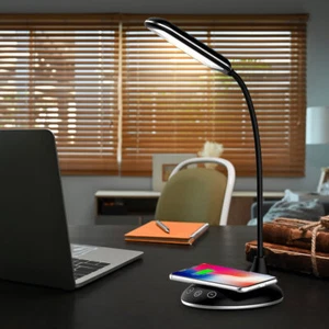 Tischlampe Tischleuchte Beistelllampe Wireless Charger dimmbar CCT schwarz LED - Bild 1 von 12