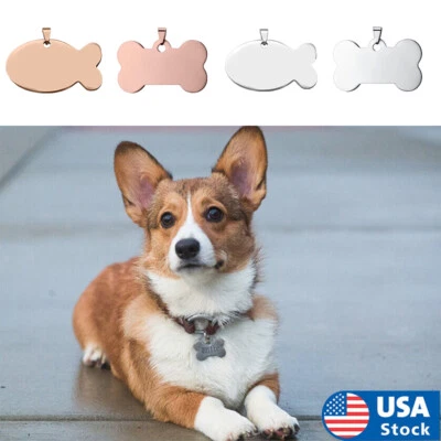 ETIQUETA DE IDENTIFICACIÓN DE MASCOTAS GRABADA PERSONALIZADA ETIQUETA DE NOMBRE DE PERRO GATO DOBLE CARA Foto 1 de 4