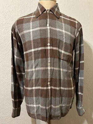 Vtg 1960s Arrow Chevella Mens M Rayon Plaid Button Up Shirt Rockabilly Chevelle - Image 1 of 4