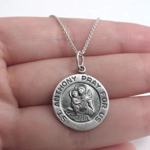 925 Sterling Silver St. Anthony Pray for Us Charm with Necklace - Picture 1 of 1
