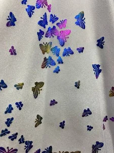 Mini multi butterfly on white Spandex nylon swimwear FABRIC BY YARD - Picture 1 of 2