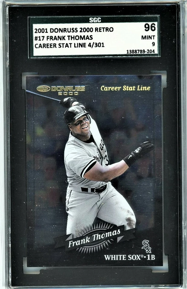 FRANK THOMAS SGC 9 mint 2001 Donruss Career Stat Line #/301 HOF White Sox - Image 1 of 2