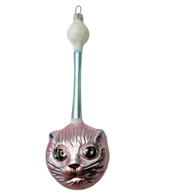 Christopher Radko vidrio soplado 7" adorno gatito sonajero #92-166-0 de colección 1992 gato Foto 1 de 4