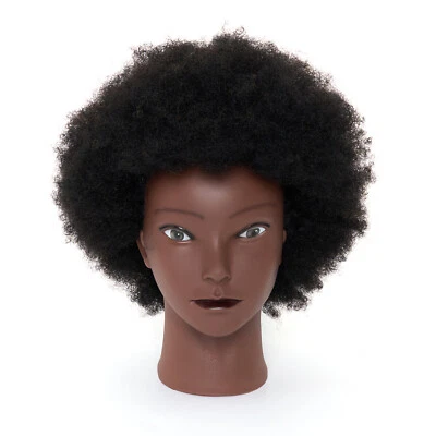 NEVERLAND BEAUTY & HEALTHY 8'' Real Human Hair Afro Training Head Cosmetology Practice Mannequin Doll Clamp