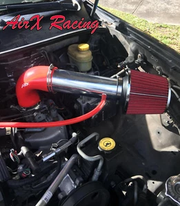 AirX Racing Red For 97-04 Jeep Grand Cherokee 4.0L Long Air Intake Kit + Filter - Picture 1 of 5