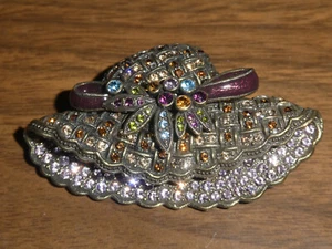 HEIDI DAUS PIN BROOCH CRYSTALS BONNET HAT BOW WEAVE - Picture 1 of 5
