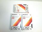 New Lot of 3 *SONY* ES/L-750 Beta Max Tapes Blank & Factory Sealed