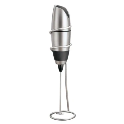 Milk Frother Stainless Steel Make Cappuccinos Mocha Latte with Chrome Stand - Image 1 of 4