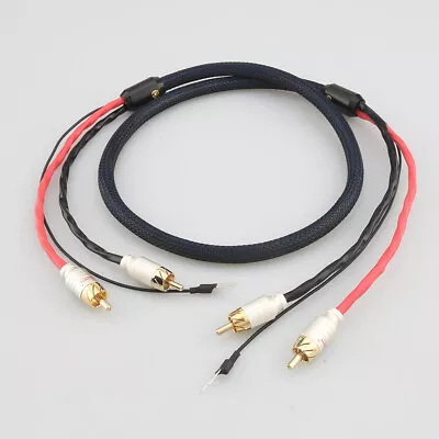 Hifi Audio 2 RCA to 2 RCA 4 Core Shielded Phono Tonearm Cable With Ground Wire - Image 1 of 4