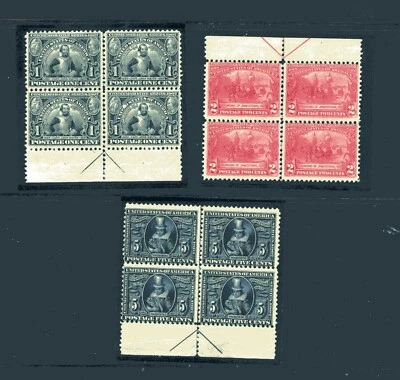 328, 329 & 330 set of JAMESTOWN BLOCKS W/ "ARROWS" SCV $840.00 - Image 1 of 2