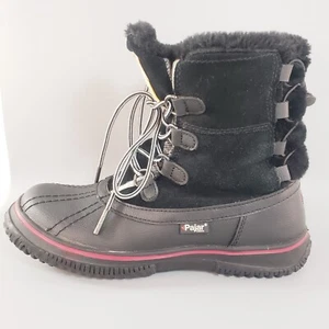 Pajar Canada Black Shearling Lined Winter Snow Duck Boots Womens Size 7-7.5 - Picture 1 of 10