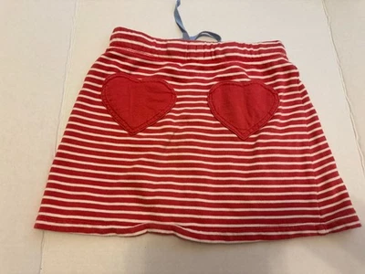 Minifalda a rayas roja/blanca Mini Boden para niñas 9-10 años con apliques de bolsillo en el corazón Foto 1 de 4