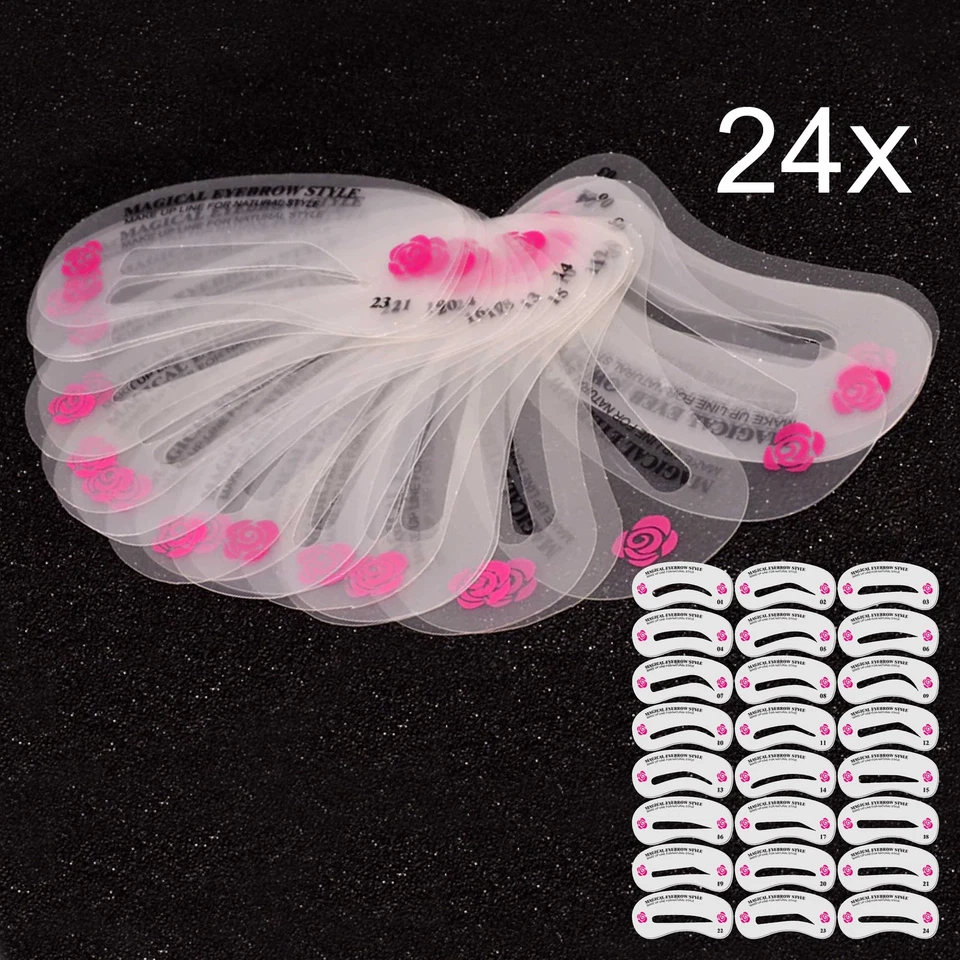 24 tlg Schablonen für Augenbrauen Kosmetik Make-Up Styling Tool Eye Brow Shaping - Bild 1 von 1