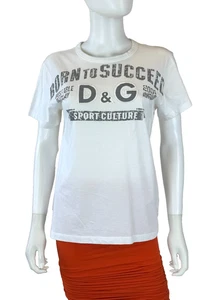 Dolce & Gabbana NWT 4 US 40 IT S White Cotton Print T Shirt Top Runway - Picture 1 of 12