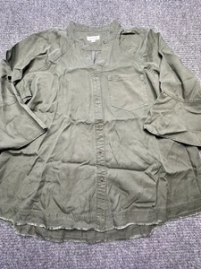 Westbound Shirt Womens Medium Olive Green Tencel Lyocell Button Front Tunic Top - Picture 1 of 13
