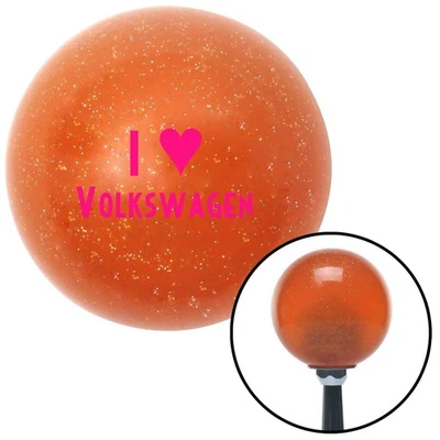 Rosa I <3 VOLKSWAGEN Naranja Metal Flake Shift Knob con M16x1.5 Inserto Palanca de cambios Foto 1 de 4
