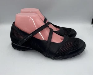 Skechers Womens 8 Mary Jane Sightsee Black Walking Strappy Shoe Mesh Air-Cooled - Picture 1 of 12
