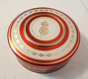 Vintage Runde Dose Gold Rote Ananas 8" - Bild 1 von 7