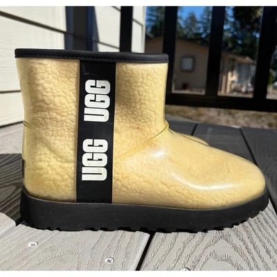 UGG Waterproof Clear Mini Boots Women's Size 9 Black Trim Short Winter - Image 1 of 4