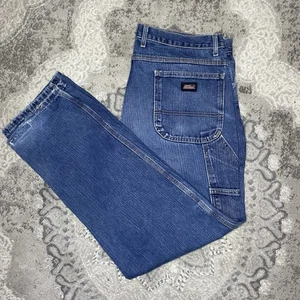 Vintage 90s Dickies Baggy Denim Blue Carpenter Jeans Size Medium - Picture 1 of 8