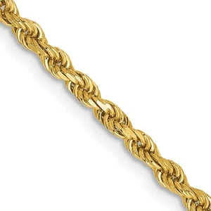 14k Yellow Gold 2.5mm Semi Solid Diamond-cut Rope Chain Necklace 22" 3.86gm - Picture 1 of 4