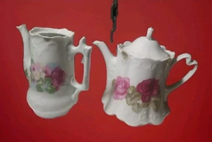 Teapot 7" & Creamer 5" Harmony House Fine China Eugenie Rose Gilded Excelnt Cond - Picture 1 of 10