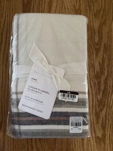 Pottery barn Logan flannel two pillowcases new king size - Picture 1 of 3