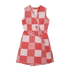 Vintage 70s Donnkenny Red and Cream Patchwork Print Skort Romper S - Picture 1 of 8