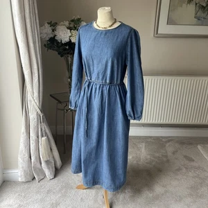 M&S Denim Dress With Belt Size 14 boho gypsy - Picture 1 of 5