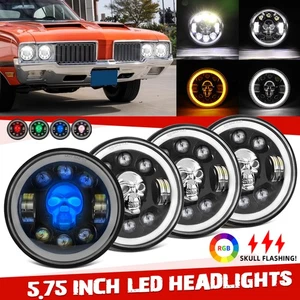 4PCS For 442 98 F85 Cutlass DOT 5 3/4" 5.75" LED Headlights HI/LO RGB Halo DRL - Picture 1 of 9