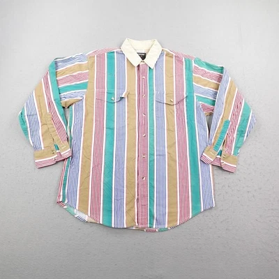 Camisa Vintage Frontier Series Para Hombre Grande Rayas Occidentales Abotonada Rodeo Vaquero Foto 1 de 4