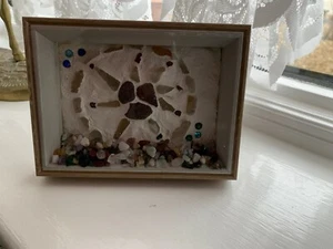 Box framed Mosaic/Montage- Seaglass and Gemstones-Nature &Eco Friendly Art - Picture 1 of 12