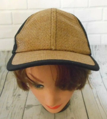 Gorra de béisbol ajustable Rue 21 Etc para mujer paja dorada malla negra con cierre a presión Foto 1 de 4