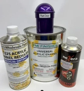 Plum Crazy Gallon Kit Single Stage ACRYLIC ENAMEL Car Auto Paint Kit - Picture 1 of 2